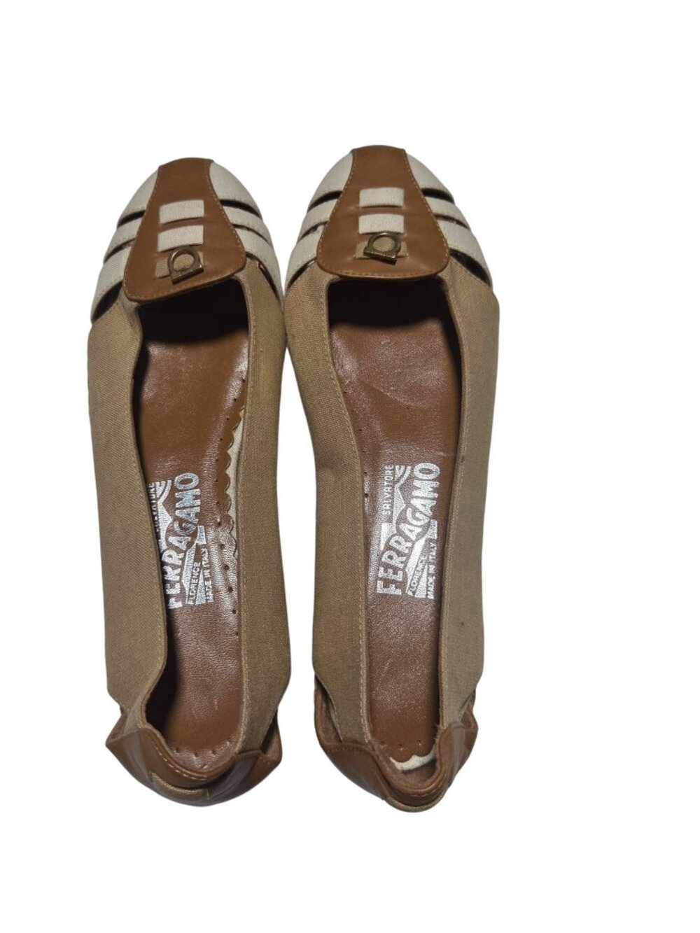 Salvatore Ferragamo Espadrille Flats Size 7 Gancini Logo Canvas Leather Slip On